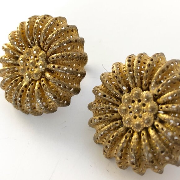 Vintage Haskell Gold tone Clip-on Earrings - Picture 1 of 2